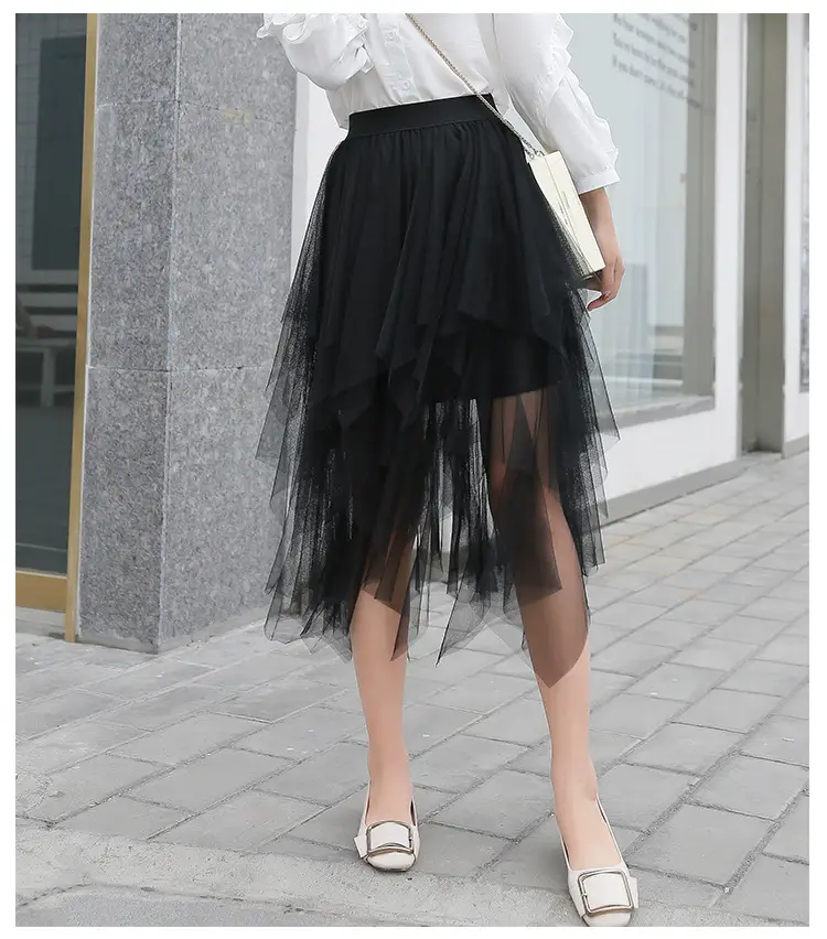 Orange Sequin Mesh Skirt for Women - Image 2