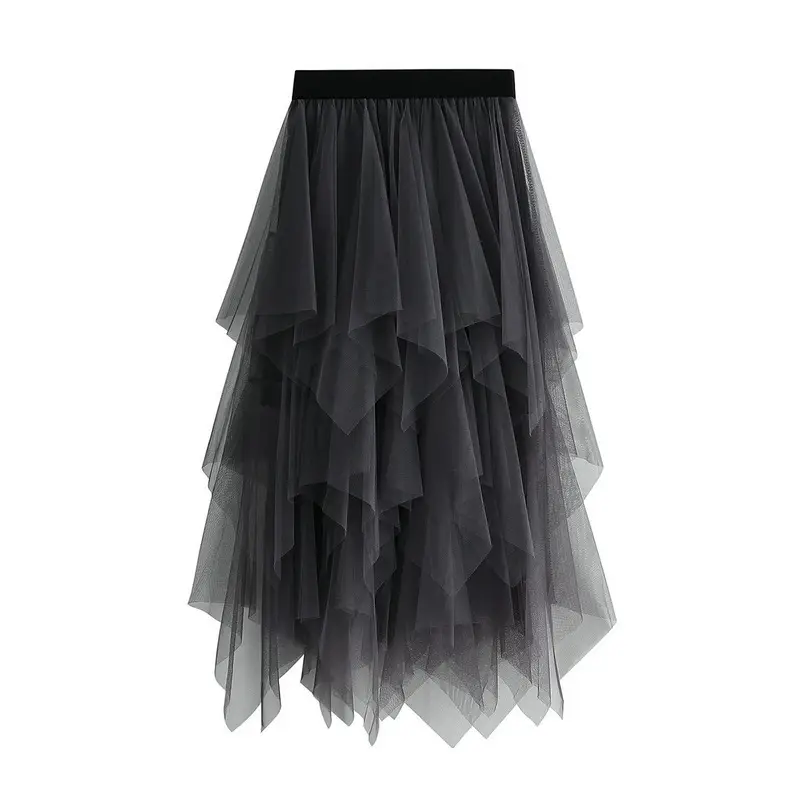 Orange Sequin Mesh Skirt for Women - Image 33