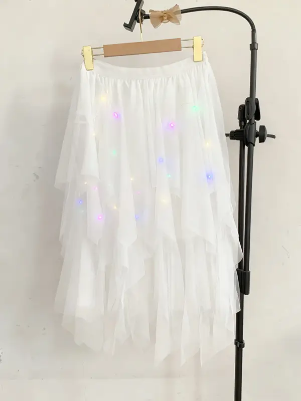 Orange Sequin Mesh Skirt for Women - Image 38