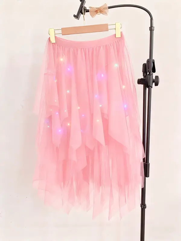 Orange Sequin Mesh Skirt for Women - Image 40