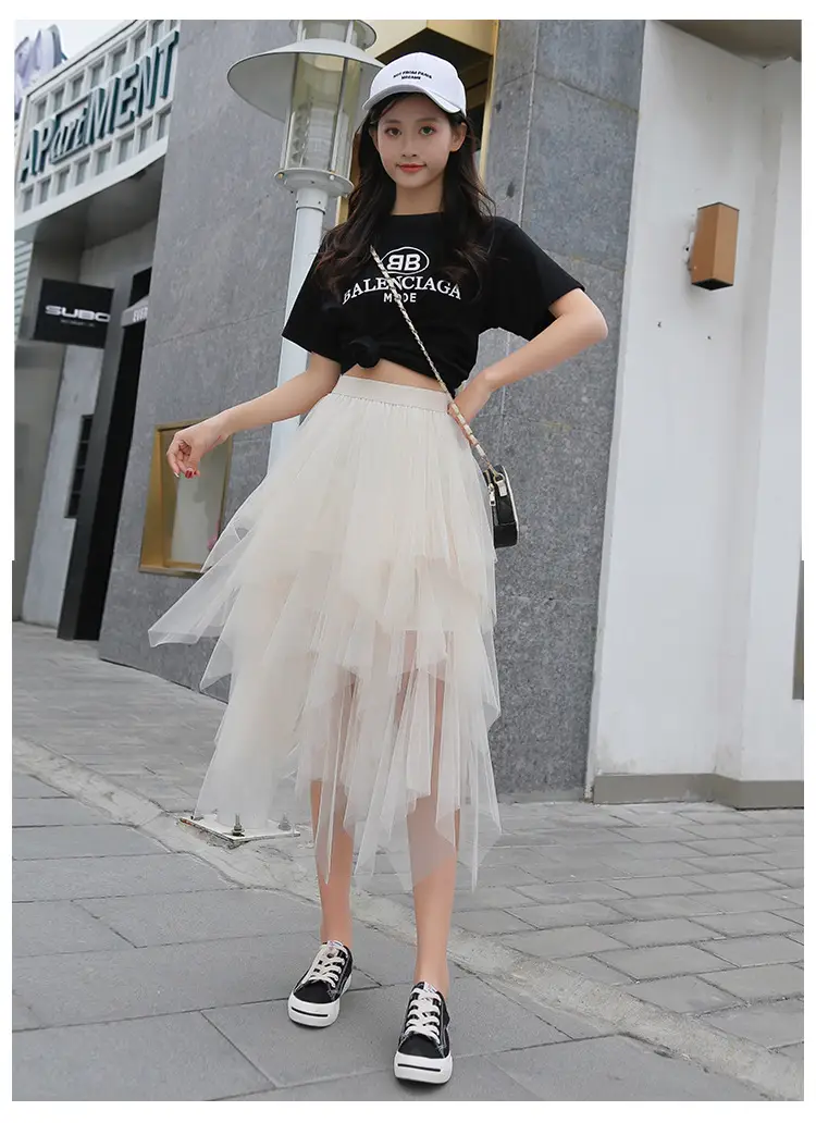 Orange Sequin Mesh Skirt for Women - Image 5
