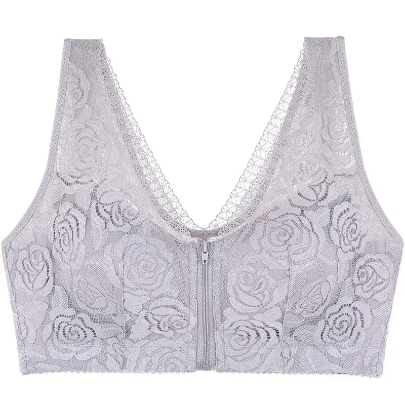 Women's Front Zipper Bubble Wrap Yoga Bra Fat mm Maintenance Comfortable Sleep Vest No Steel Ring Large Size