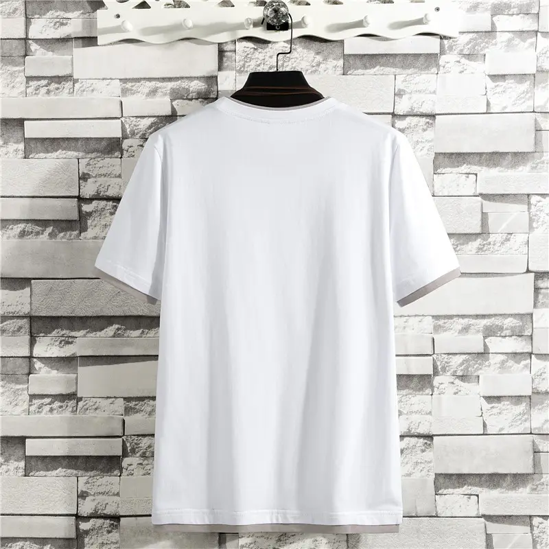 Men Summer Pure Cotton T-Shirt Green Short Sleeve - Image 5