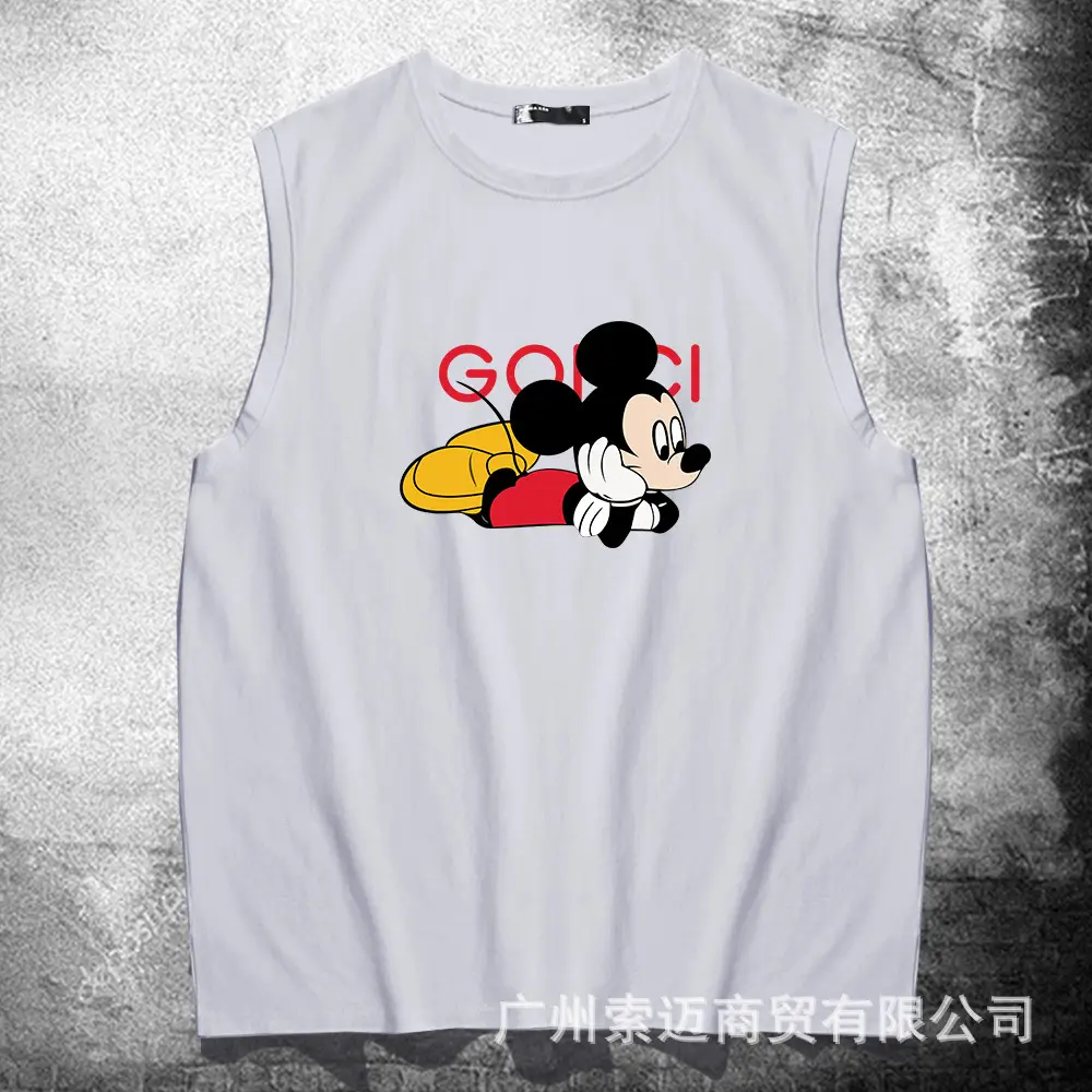 Men's White Mickey Mouse Sleeveless T-Shirt - Image 2