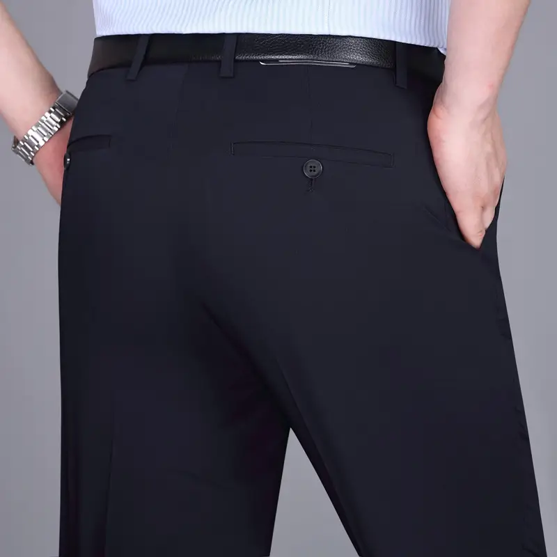 2024 Summer Thin Men's High-Waisted Business Suit Pants Straight Leg - Image 3