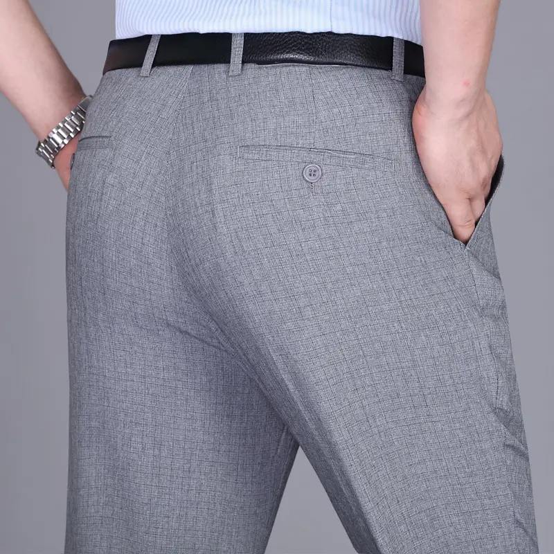 2024 Summer Thin Men's High-Waisted Business Suit Pants Straight Leg - Image 4