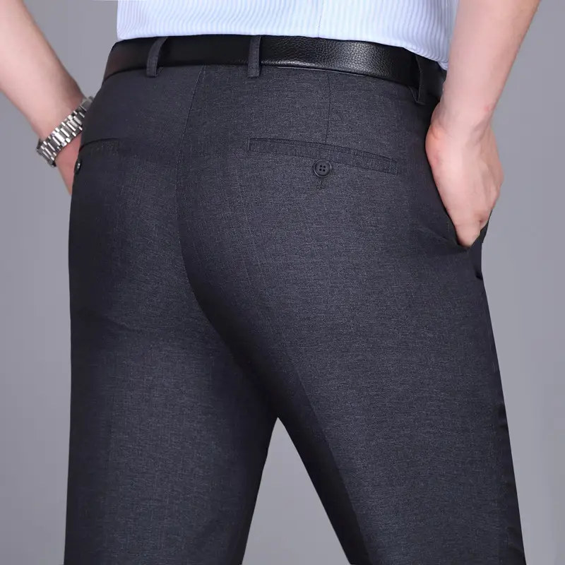 2024 Summer Thin Men's High-Waisted Business Suit Pants Straight Leg - Image 5