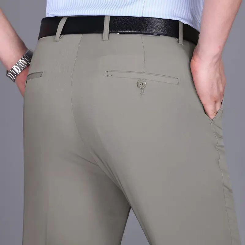 2024 Summer Thin Men's High-Waisted Business Suit Pants Straight Leg - Image 6
