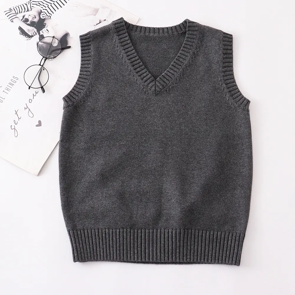 Black V-Neck Sleeveless Knit Vest for Women - Image 13
