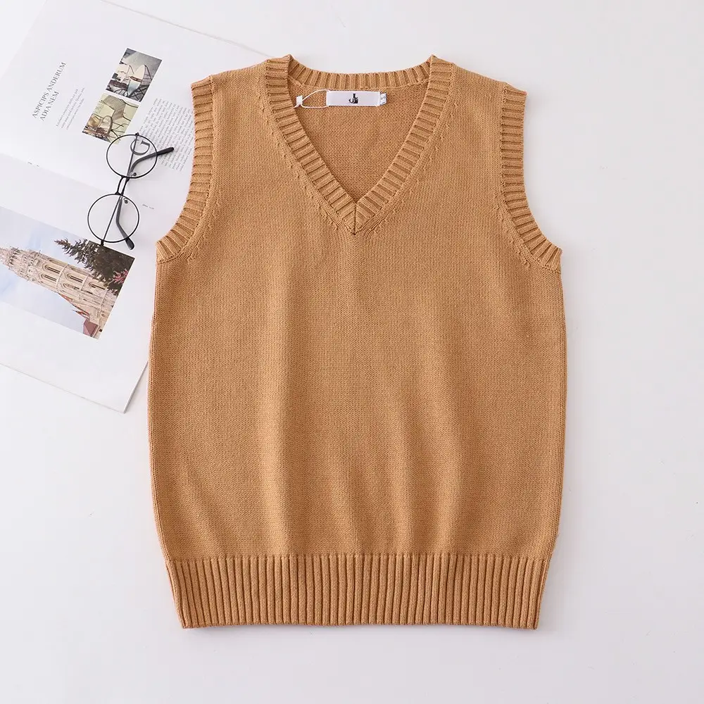 Black V-Neck Sleeveless Knit Vest for Women - Image 15
