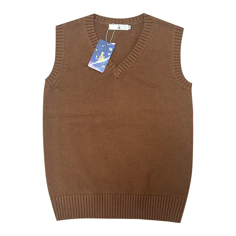 Black V-Neck Sleeveless Knit Vest for Women - Image 17