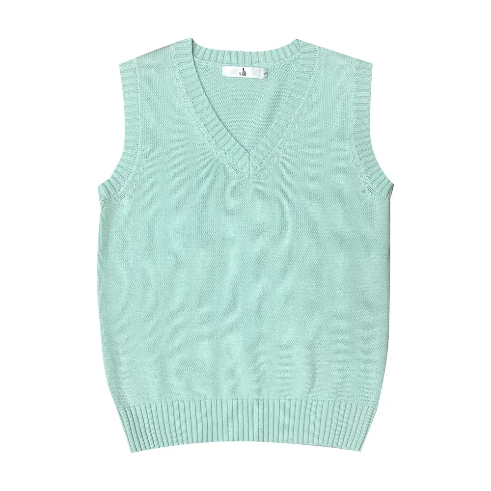 Black V-Neck Sleeveless Knit Vest for Women - Image 18