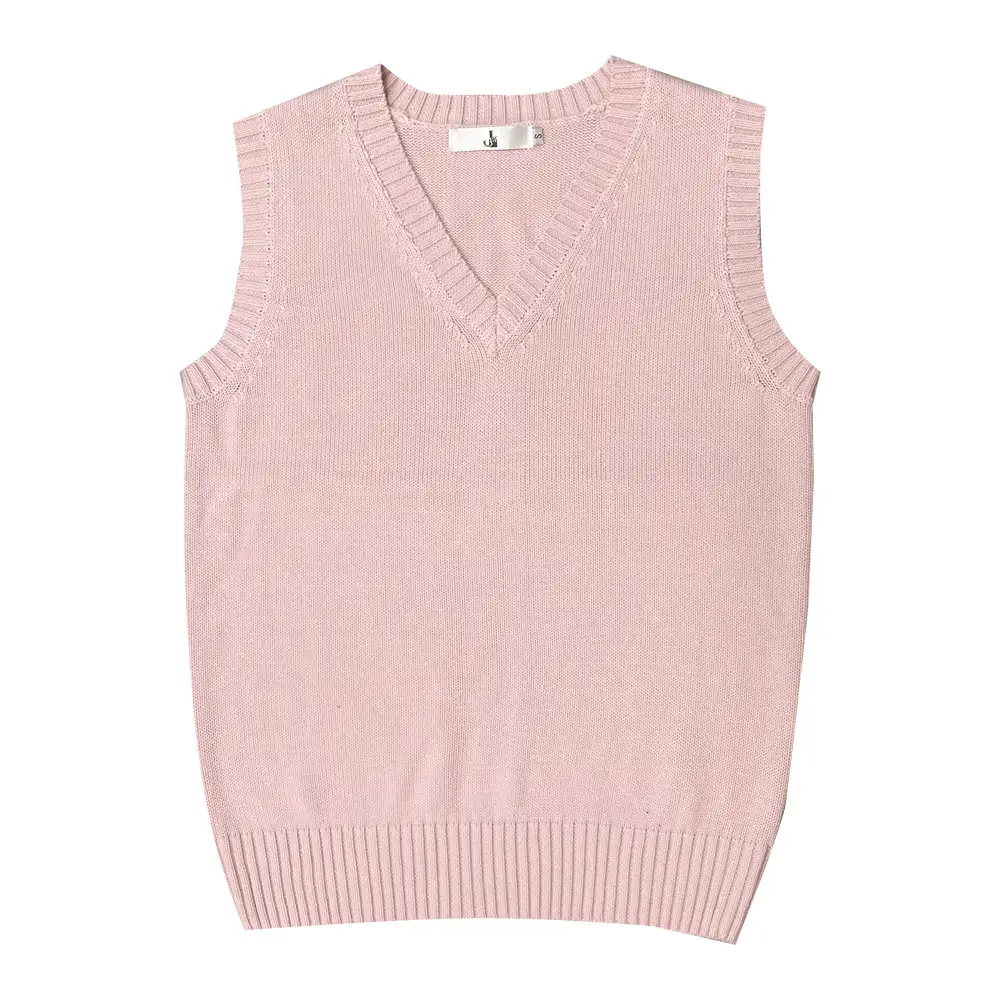 Black V-Neck Sleeveless Knit Vest for Women - Image 19