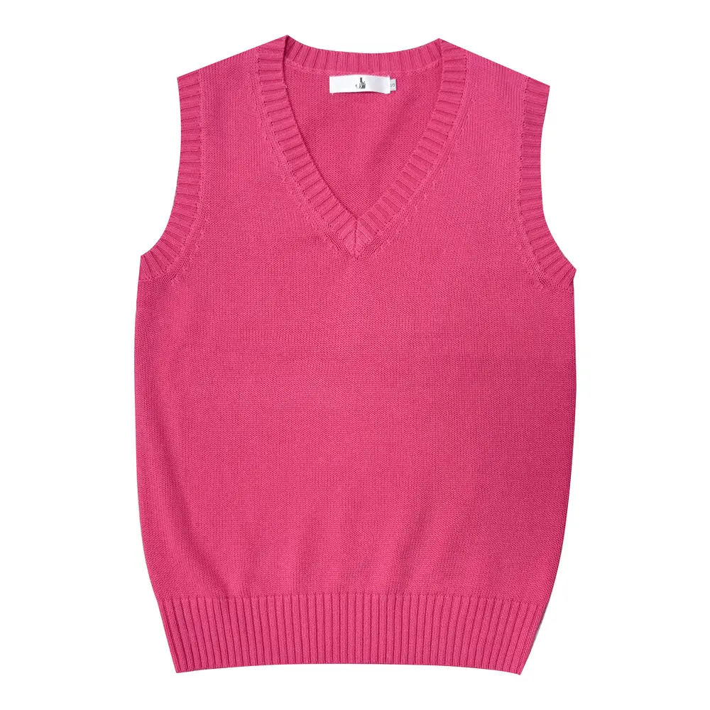 Black V-Neck Sleeveless Knit Vest for Women - Image 21