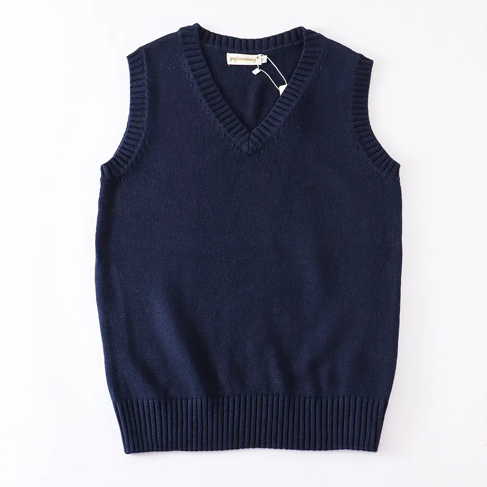 Black V-Neck Sleeveless Knit Vest for Women - Image 3