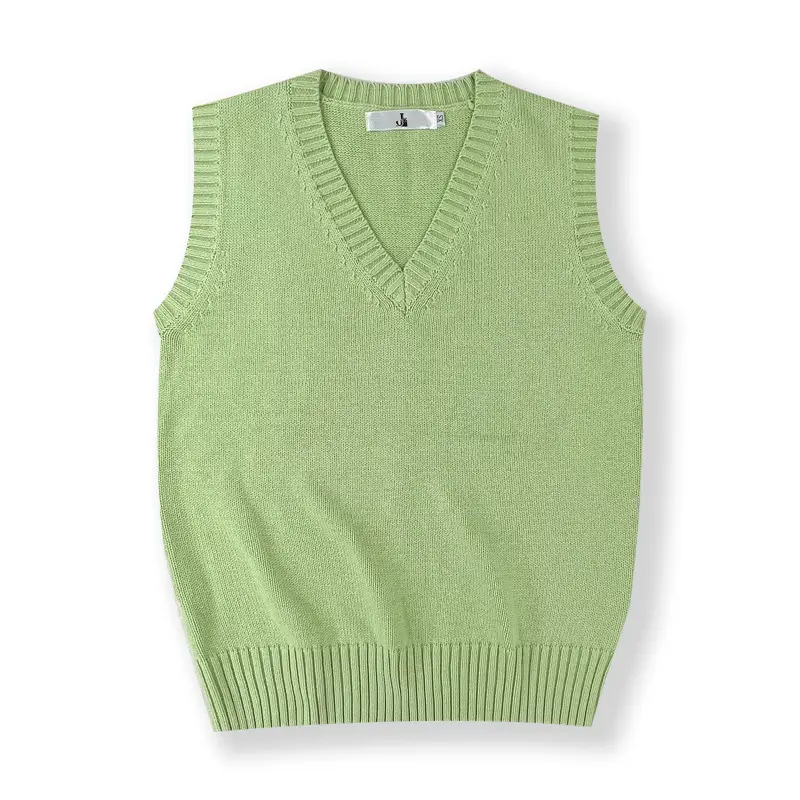 Black V-Neck Sleeveless Knit Vest for Women - Image 5