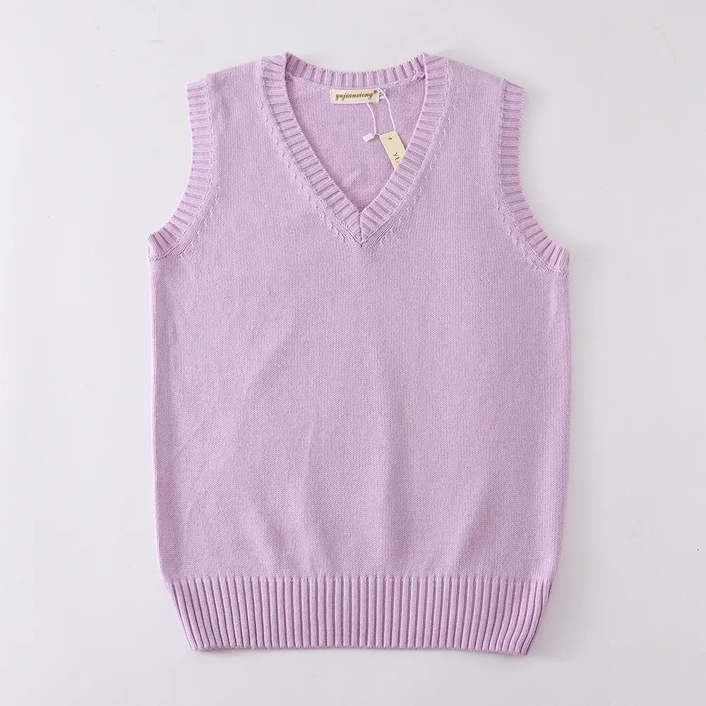 Black V-Neck Sleeveless Knit Vest for Women - Image 9