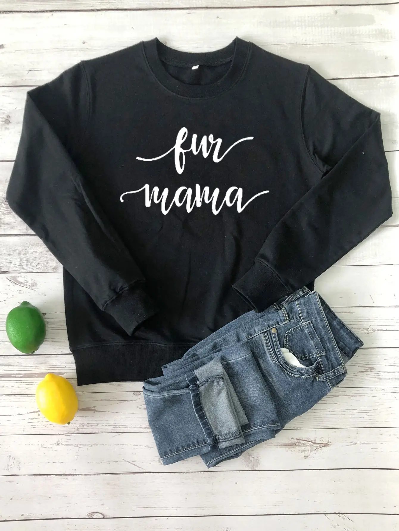 Fun Mama Letter Sweater for Women Grey