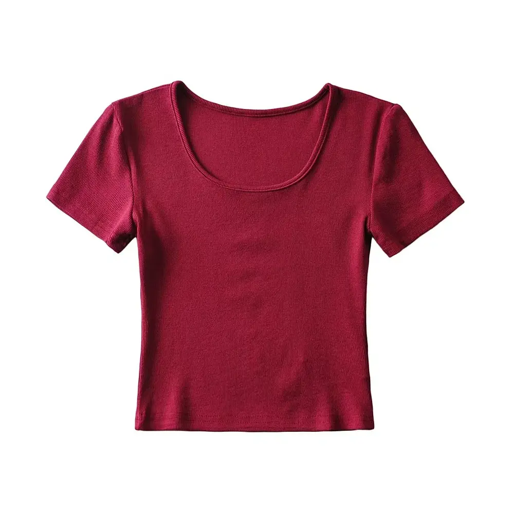 Women's 2022 Summer Navel Slim Fit T-Shirt Beige - Image 11