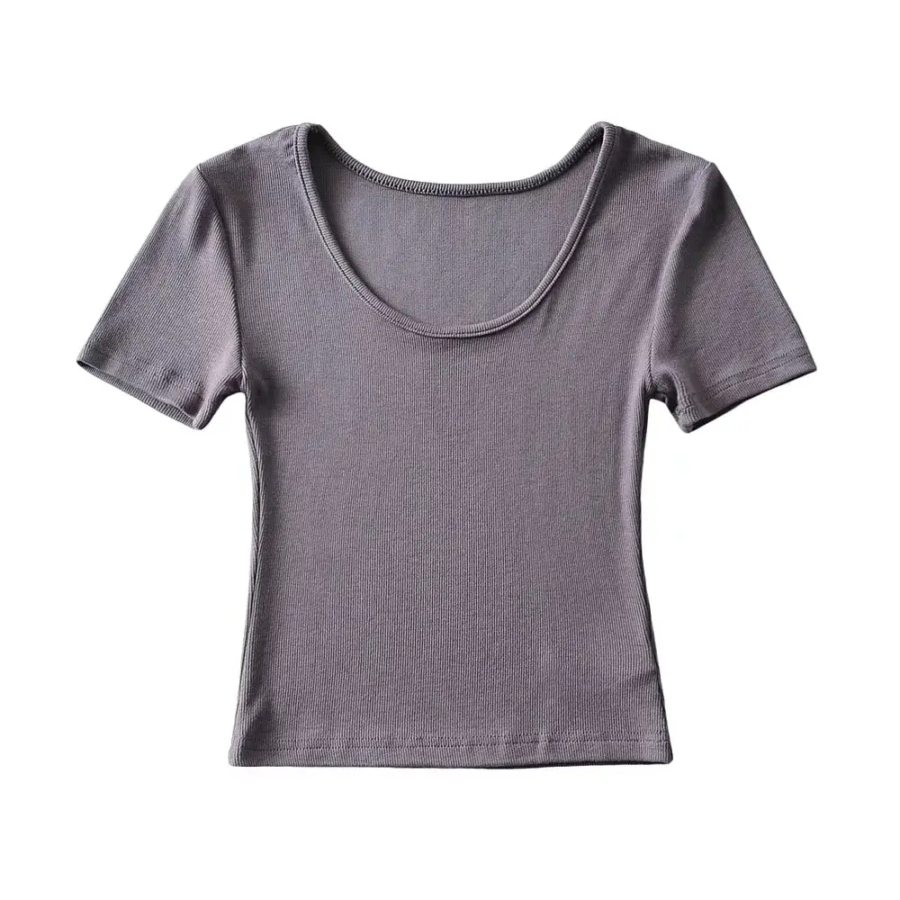 Women's 2022 Summer Navel Slim Fit T-Shirt Beige - Image 13