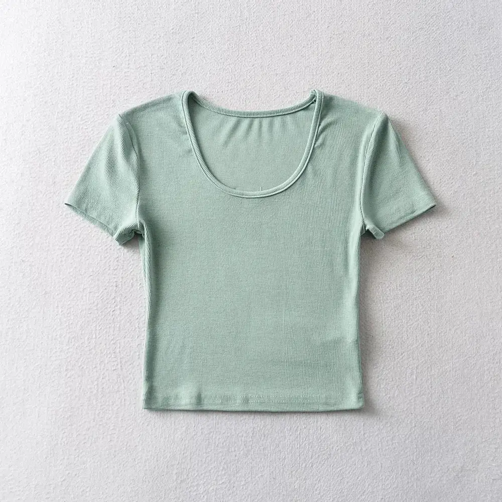 Women's 2022 Summer Navel Slim Fit T-Shirt Beige - Image 2