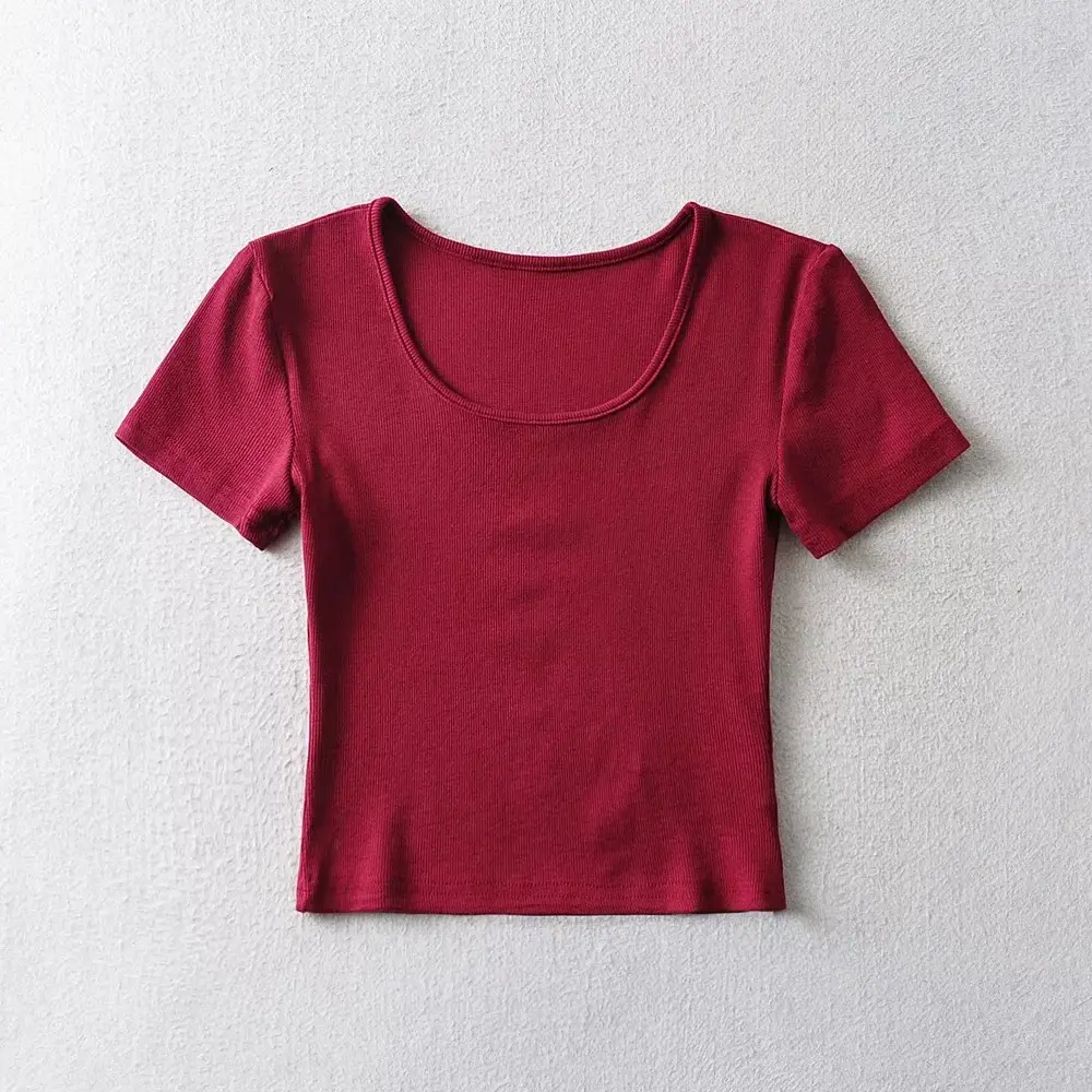 Women's 2022 Summer Navel Slim Fit T-Shirt Beige - Image 8