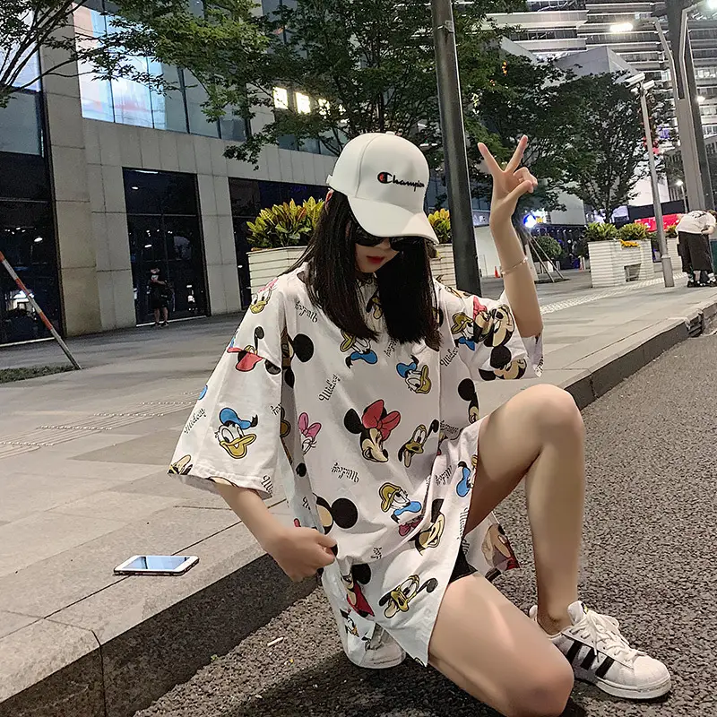 Women Printed Cotton Shorts Set Summer Casual White — feature 2