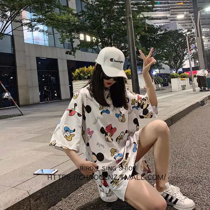 Women Printed Cotton Shorts Set Summer Casual White - Image 2