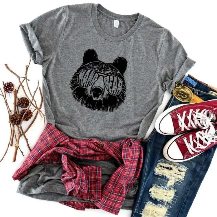 Mama Bear Letter Short Sleeve T-Shirt White - Image 2