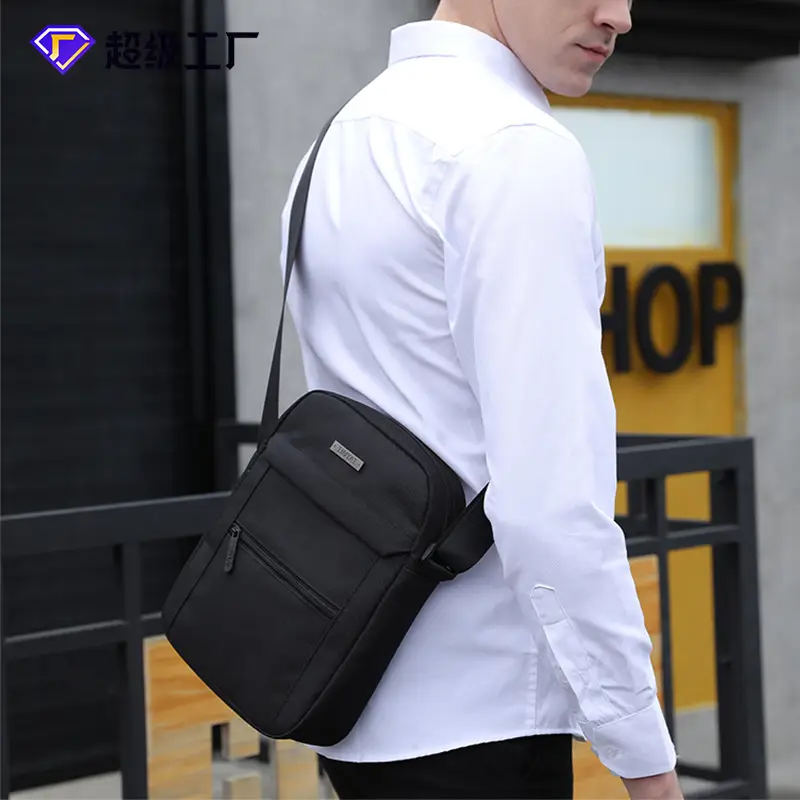 Men's Vertical Cloth Shoulder Bag Black Business Commuter - Image 5
