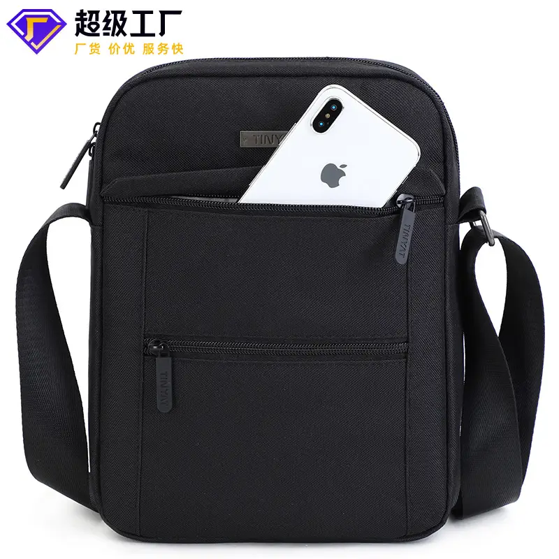 Men's Vertical Cloth Shoulder Bag Black Business Commuter - Image 8