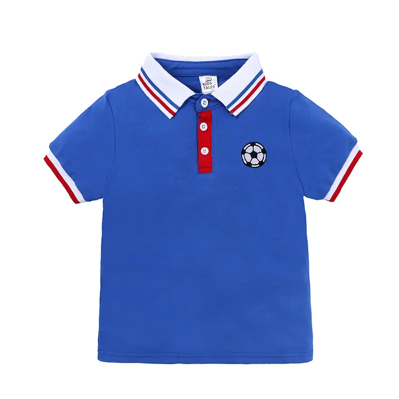Boys Football Polo Shirt & Shorts Set Blue White - Image 6