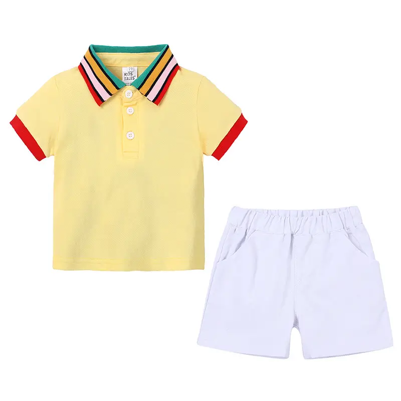 Boys Football Polo Shirt & Shorts Set Blue White - Image 3