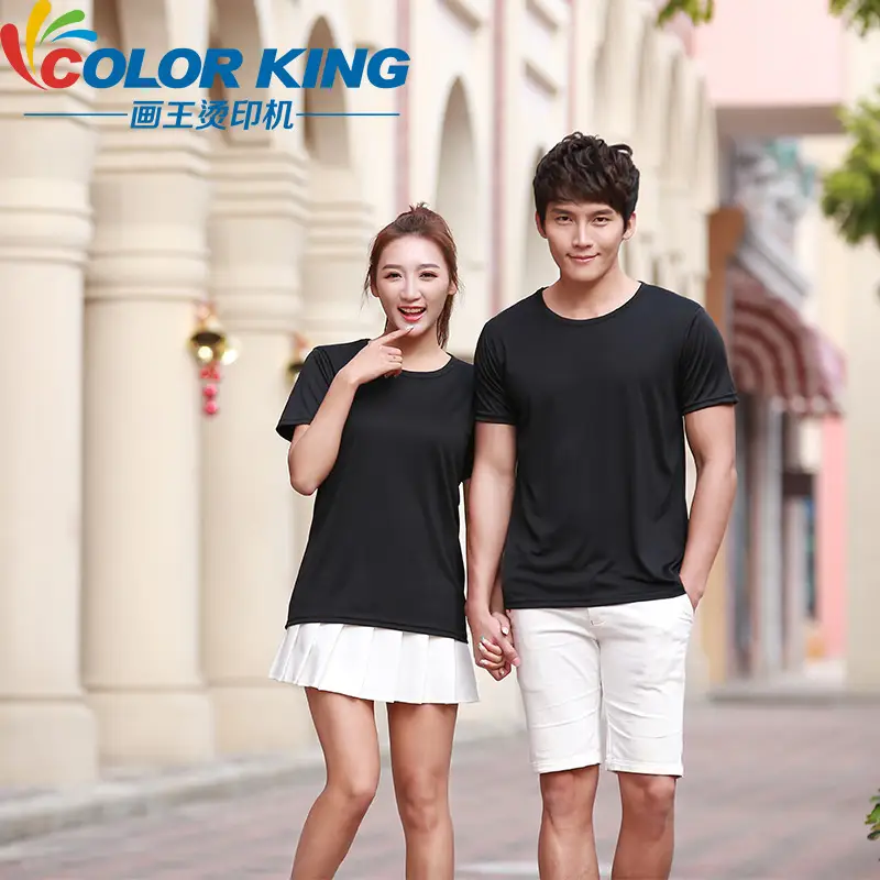 Men Women White T Shirt Shorts Set 16 Thermal Transfer Polyester
