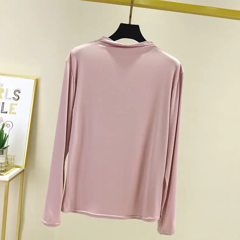 Women's Teal Long Sleeve T-Shirt with Half-Collar Design - Image 15