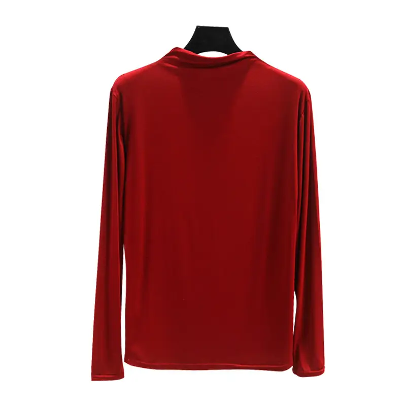 Women's Teal Long Sleeve T-Shirt with Half-Collar Design - Image 16
