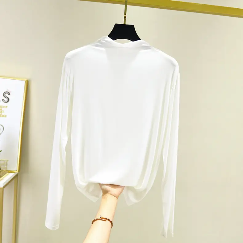 Women's Teal Long Sleeve T-Shirt with Half-Collar Design - Image 3