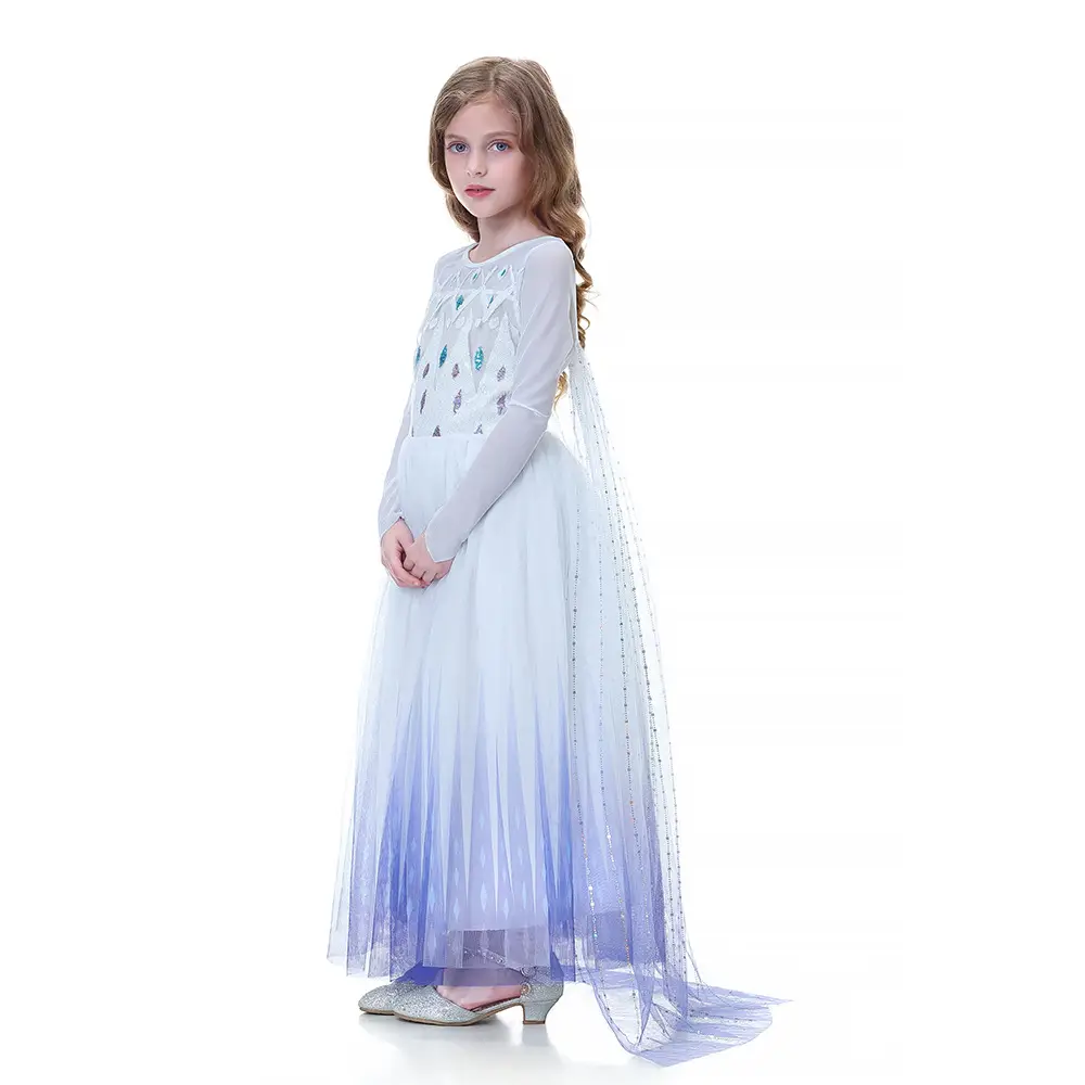 New Frozen 2 Autumn Princess Aisha dress white girls dress dress coat a generation of hair