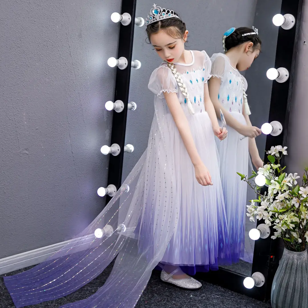 New Frozen 2 Autumn Princess Aisha dress white girls dress dress coat a generation of hair