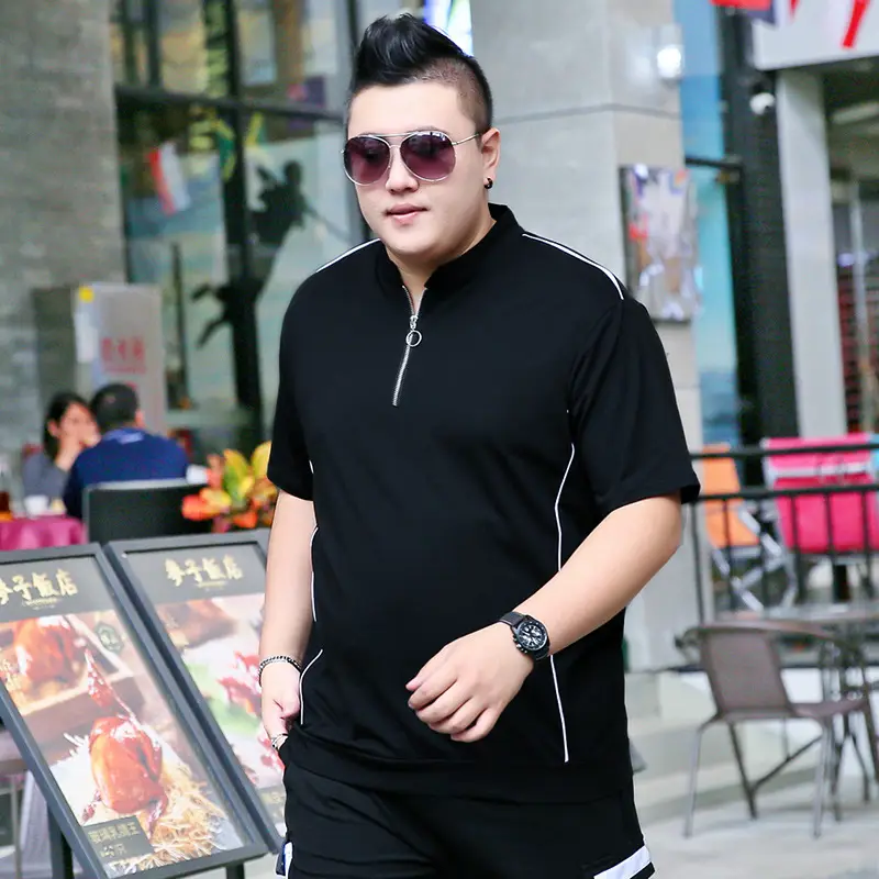 Men Black Fatty Collar Short Sleeve T-Shirt Extra Large - Image 3