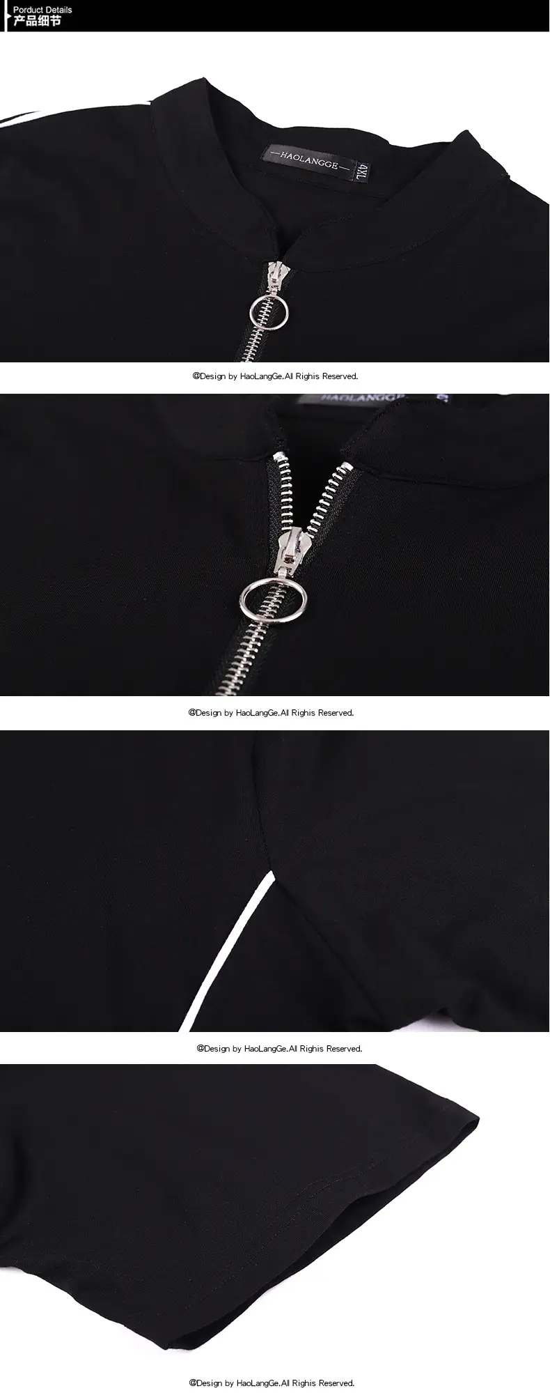 Men Black Fatty Collar Short Sleeve T-Shirt Extra Large — feature 14