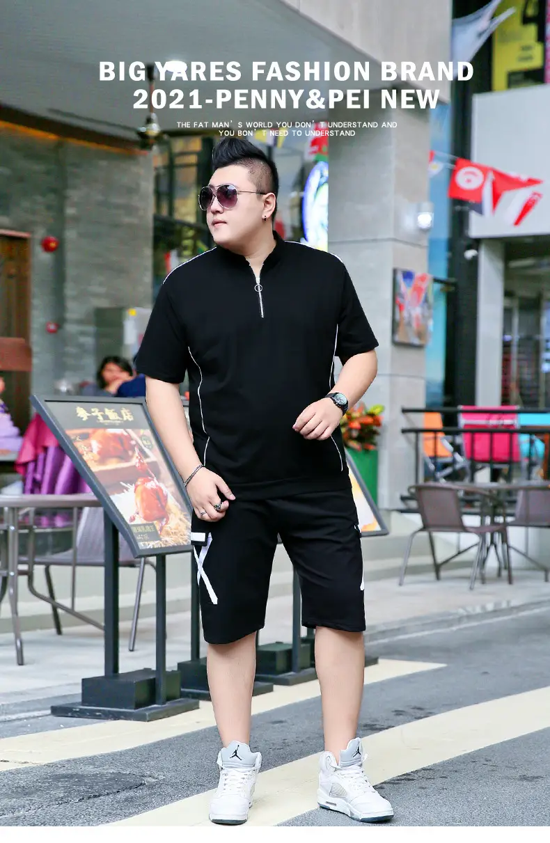 Men Black Fatty Collar Short Sleeve T-Shirt Extra Large — feature 2