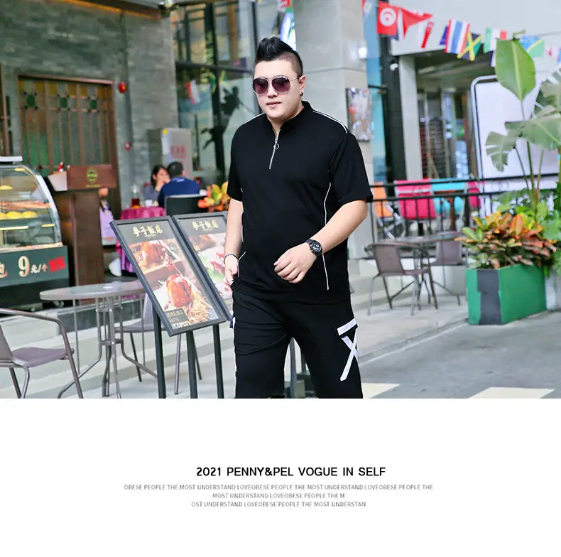 Men Black Fatty Collar Short Sleeve T-Shirt Extra Large — feature 6