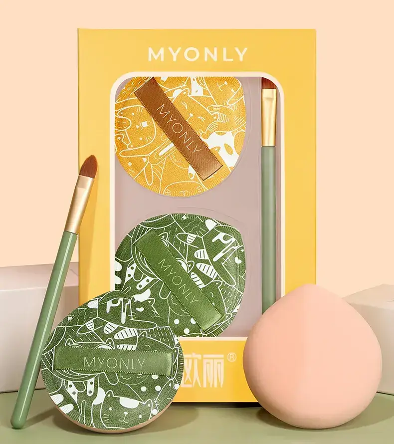 Dual-Purpose Makeup Sponge Puffs Green Yellow Gold — feature 27
