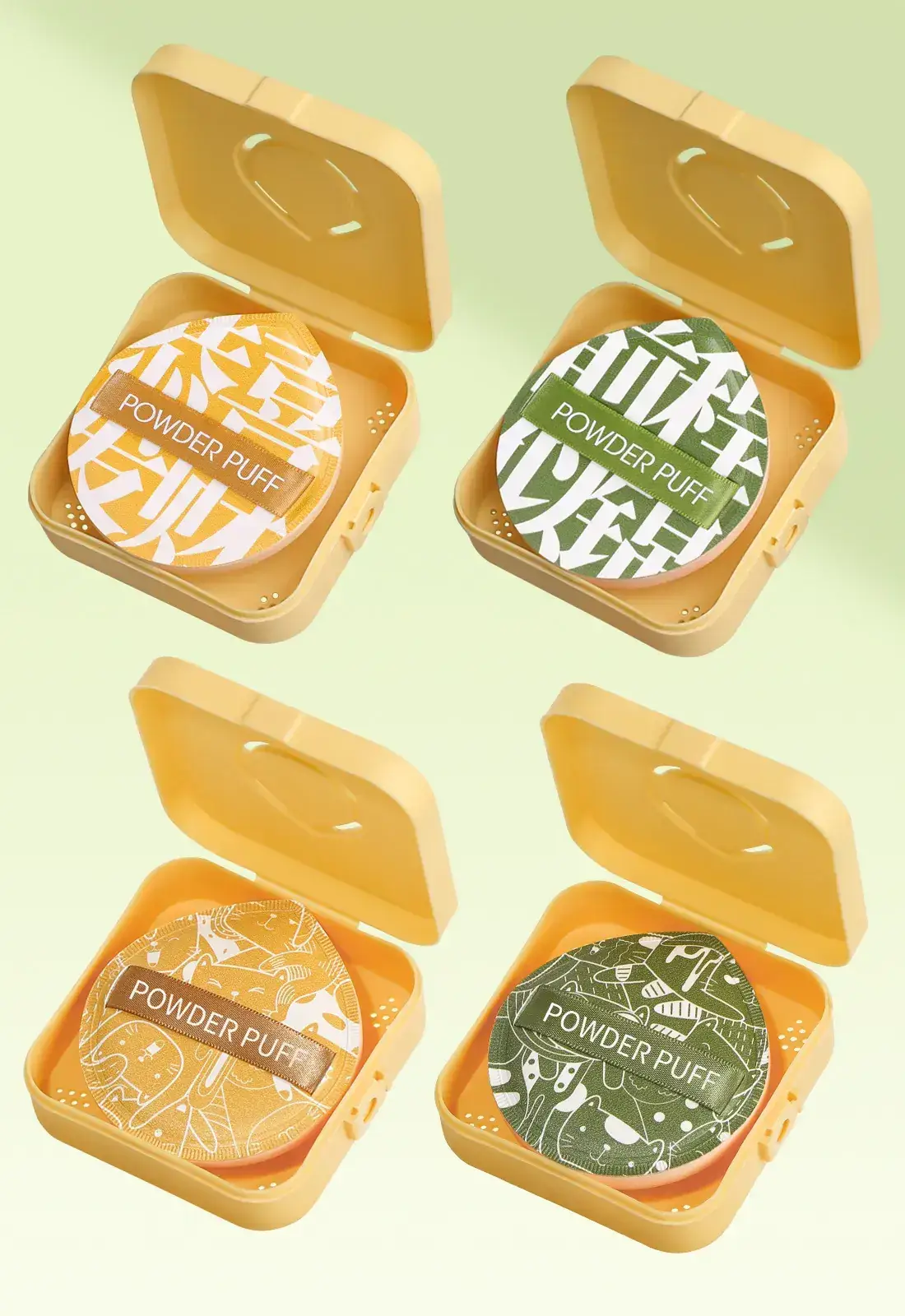 Dual-Purpose Makeup Sponge Puffs Green Yellow Gold — feature 4