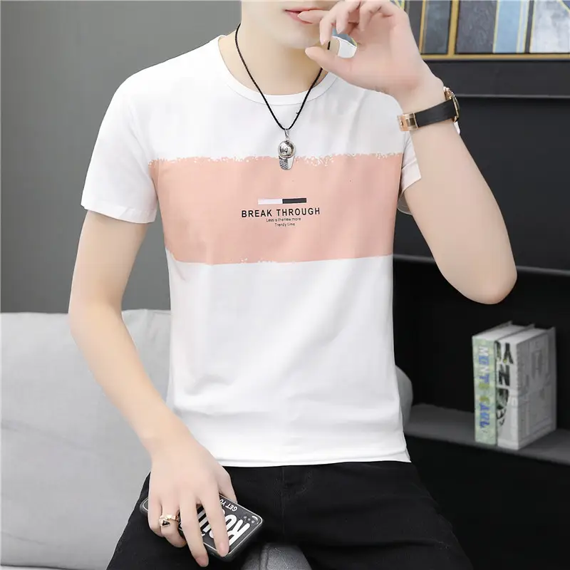 Men Cotton Graphic T-Shirt White Orange Base - Image 5