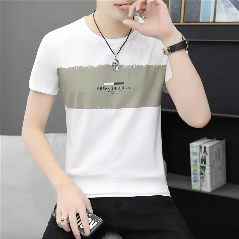 Men Cotton Graphic T-Shirt White Orange Base - Image 2