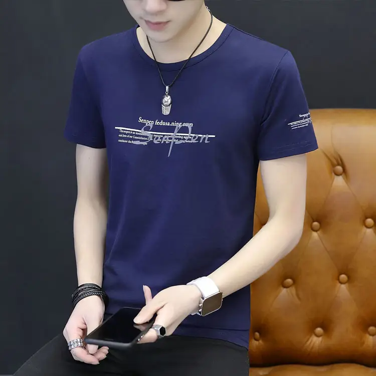 Men Grey Printed Cotton T-Shirt Short Sleeve Casual - Image 6