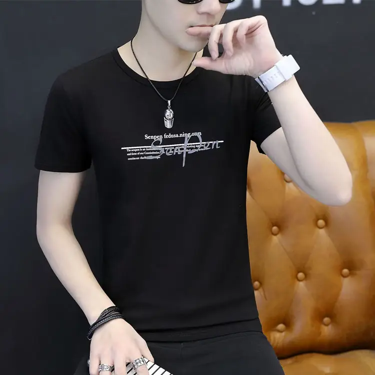 Men Grey Printed Cotton T-Shirt Short Sleeve Casual - Image 3