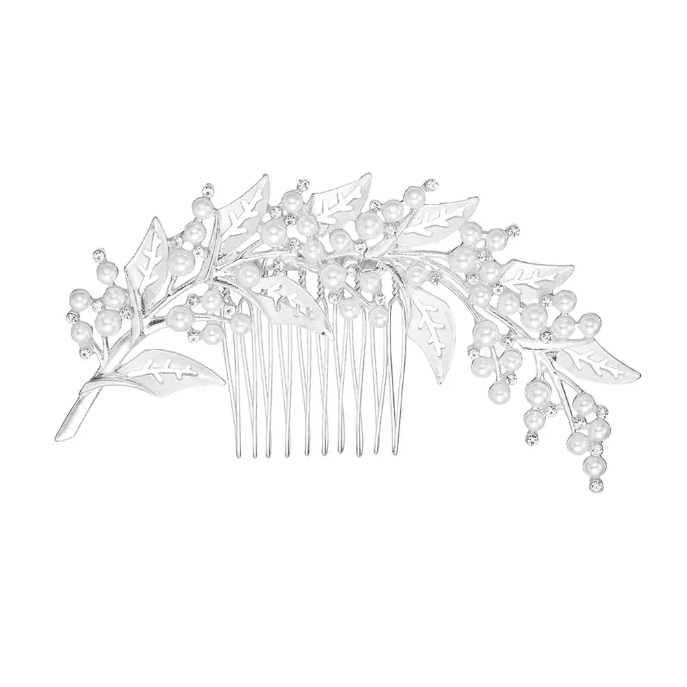 European Pearl Leaf Hair Comb for Bridal Wedding - Image 8